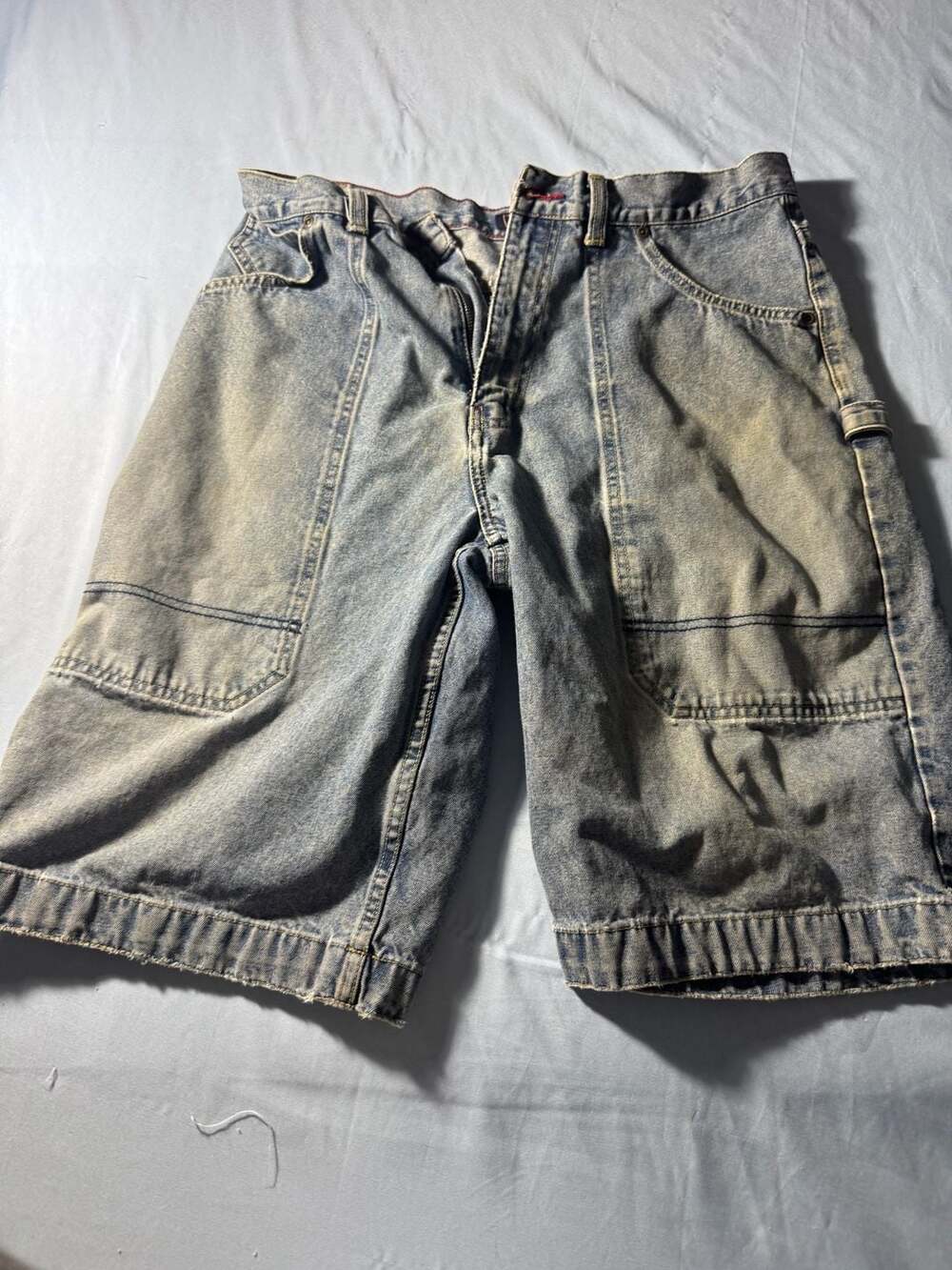 Bugle Boy Carpenter Jean Shorts Size 34 Light Wash Denim